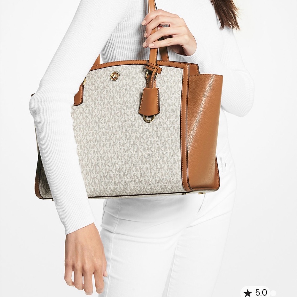 Michael Kors Tan and Cream Signature Tote